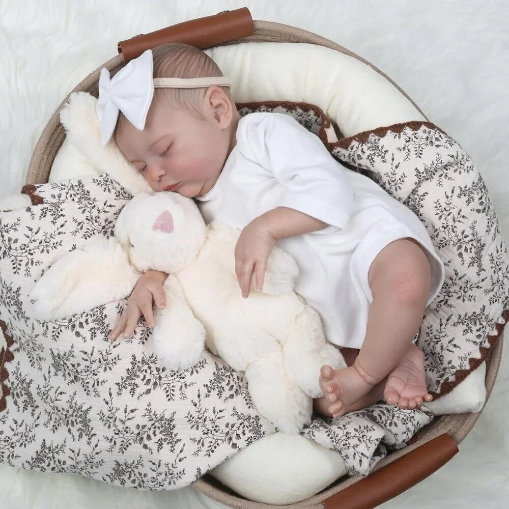 🆕20inch Soft Cloth Body Newborn Baby Doll Moonbeam Ribbon Angel Sleeping Girl